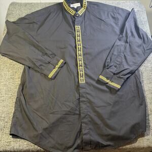 Daniel Ellissa Men's Black Clergy Shirt Gold Crosses Size 17 1/2 Button Down